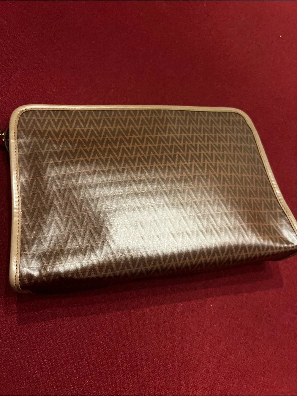 Vintage Mario Valentino Monogram Clutch or even as a Crossbody Bag Brown & Gold